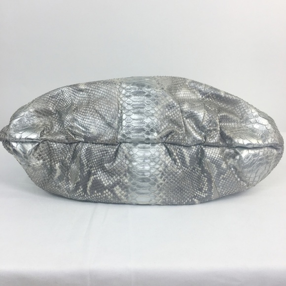 Ted Rossi Silver Metallic Python Snake Hobo Bag VG - Picture 5 of 8
